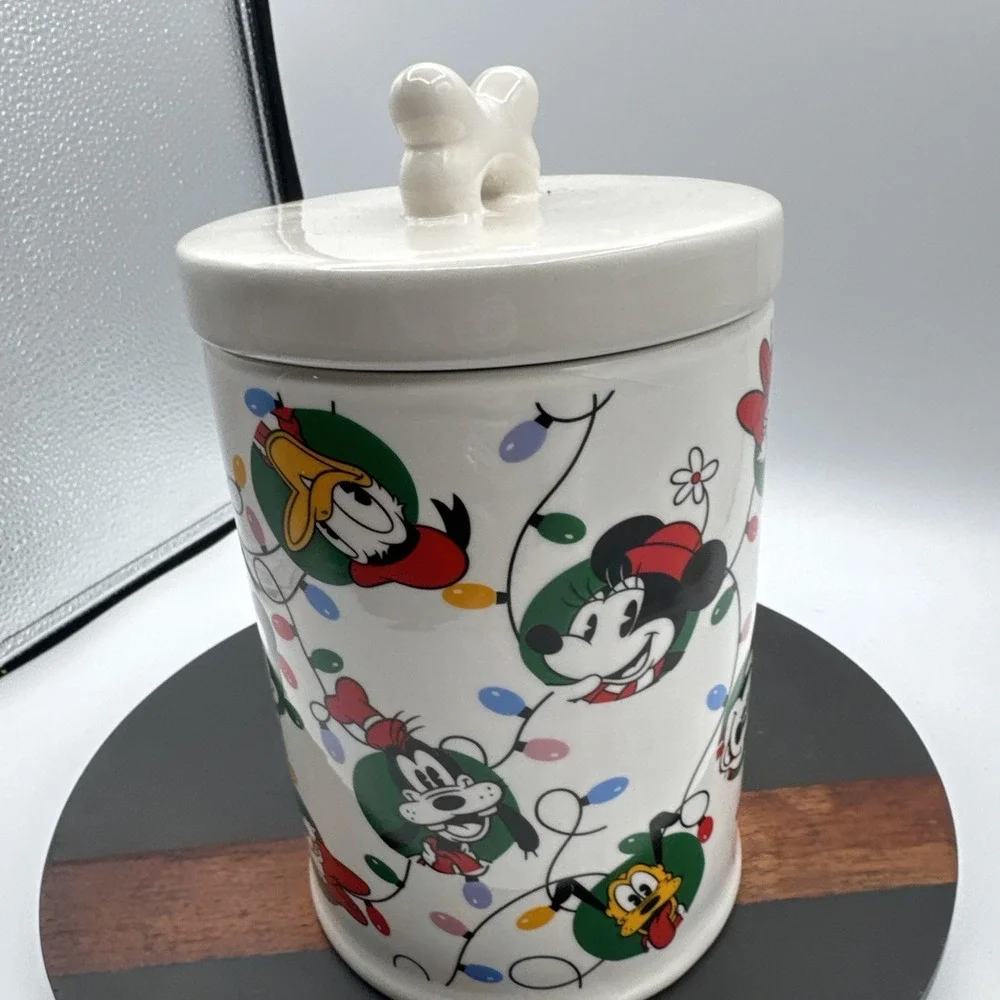 Disney Mickey Mouse & Friends Holiday Christmas Dog Treat Jar Canister New